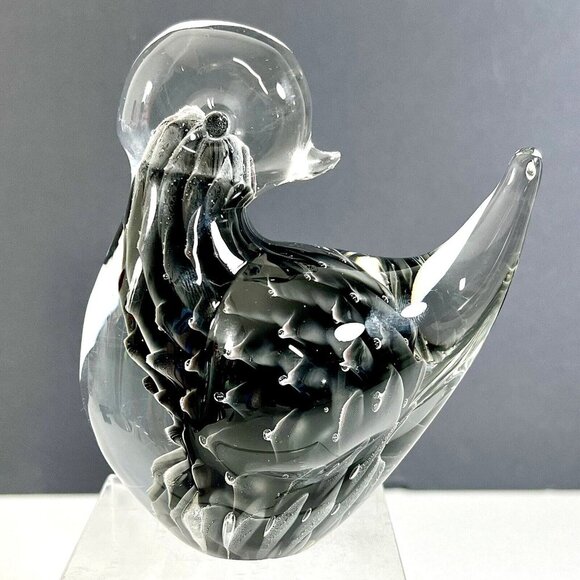 FM‎ Ronneby Konstglas Art Glass Bird Paperweight Fumato Glass Sweden - Picture 1 of 12